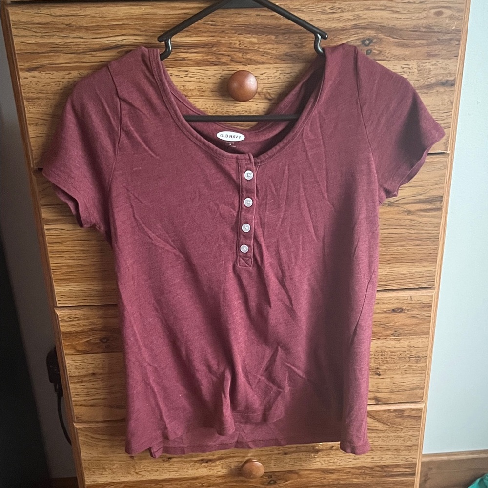 Old Navy Burgundy Button-Front Tee